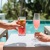 a couple of drinks on a table