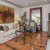 a living room with a fireplace