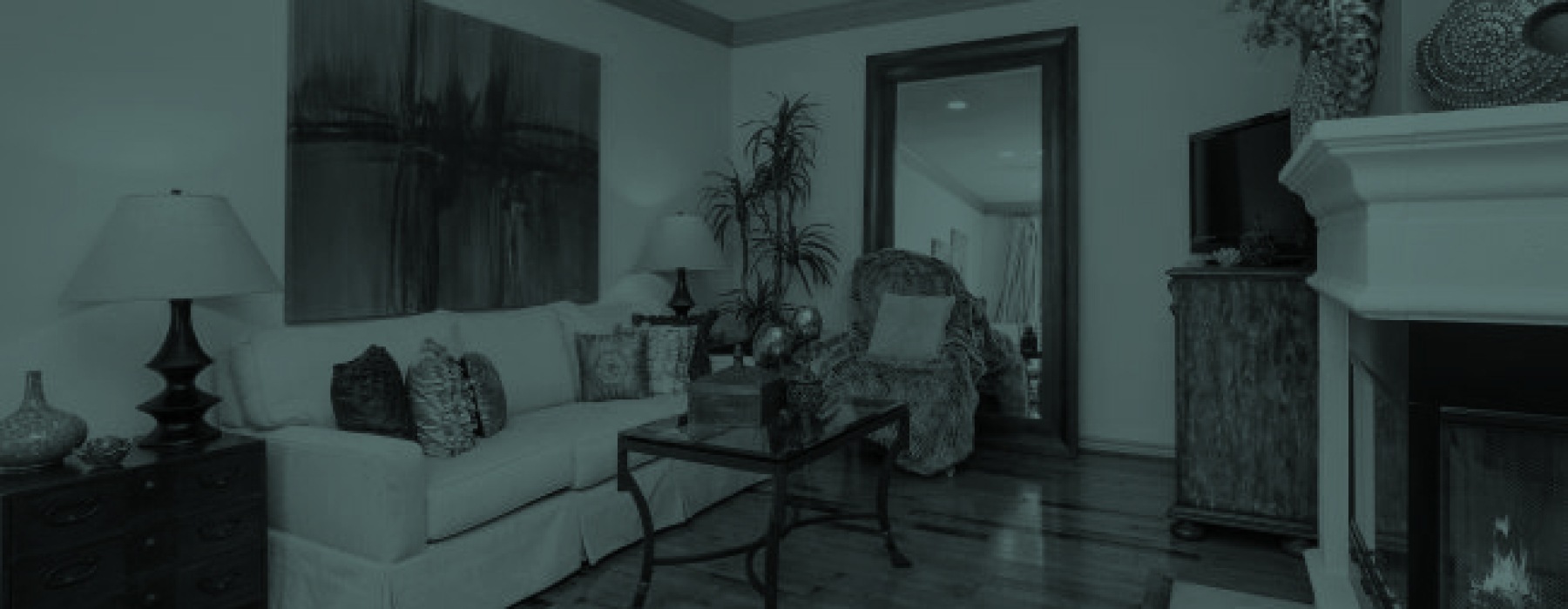 a living room with a fireplace